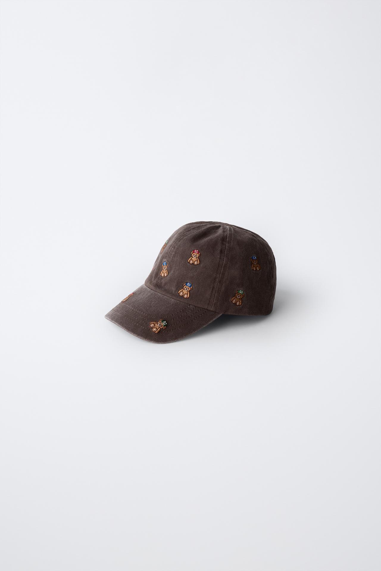 EMBROIDERED BEAR CAP — Brown