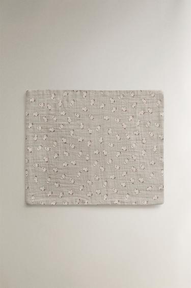 BABY CHICK PRINT COTTON CHIFFON SHEET SET — Taupe gray 2