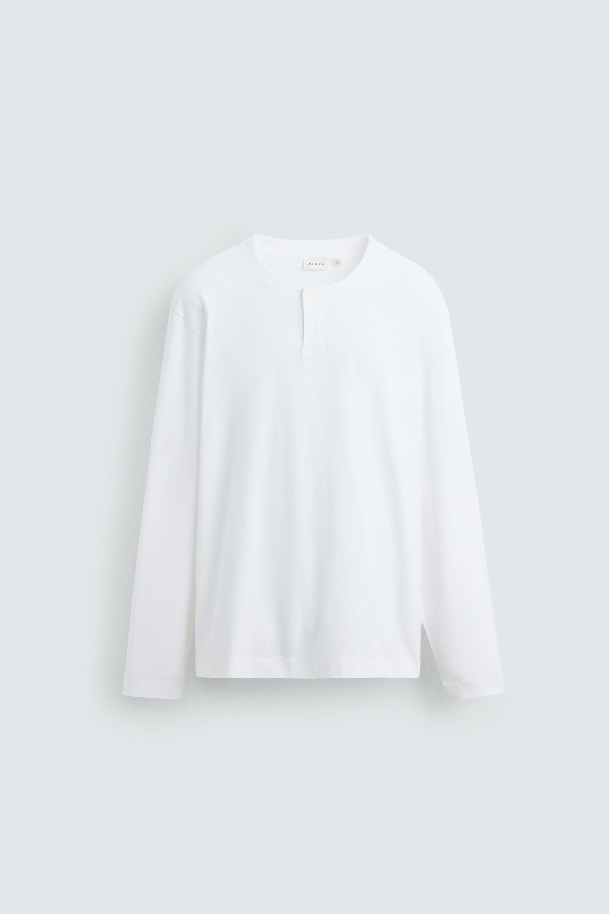 BUTTON NECK T-SHIRT - White | ZARA United States
