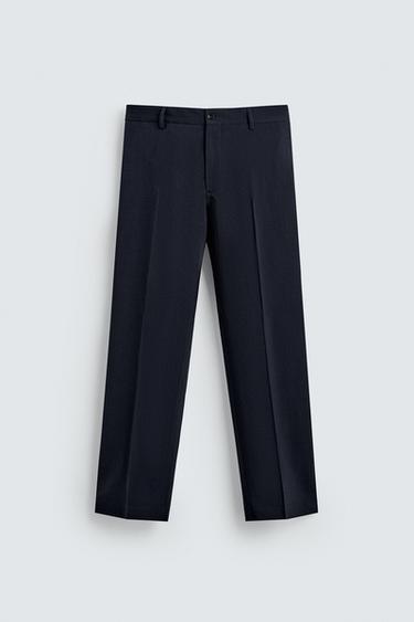 PANTALÓN TRAJE 100% LANA - Marino de Zara