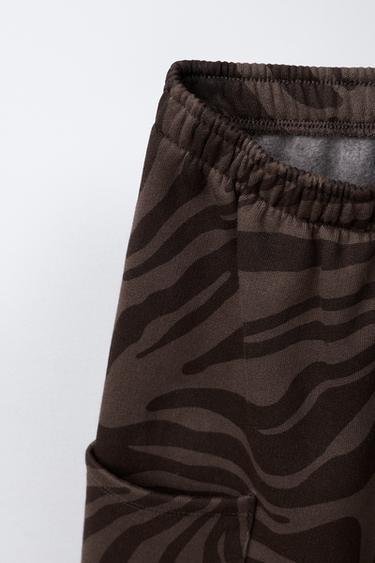 PRINTED JOGGING SWEATSHIRT AND TROUSERS SET - Khaki by Zara - Image 4