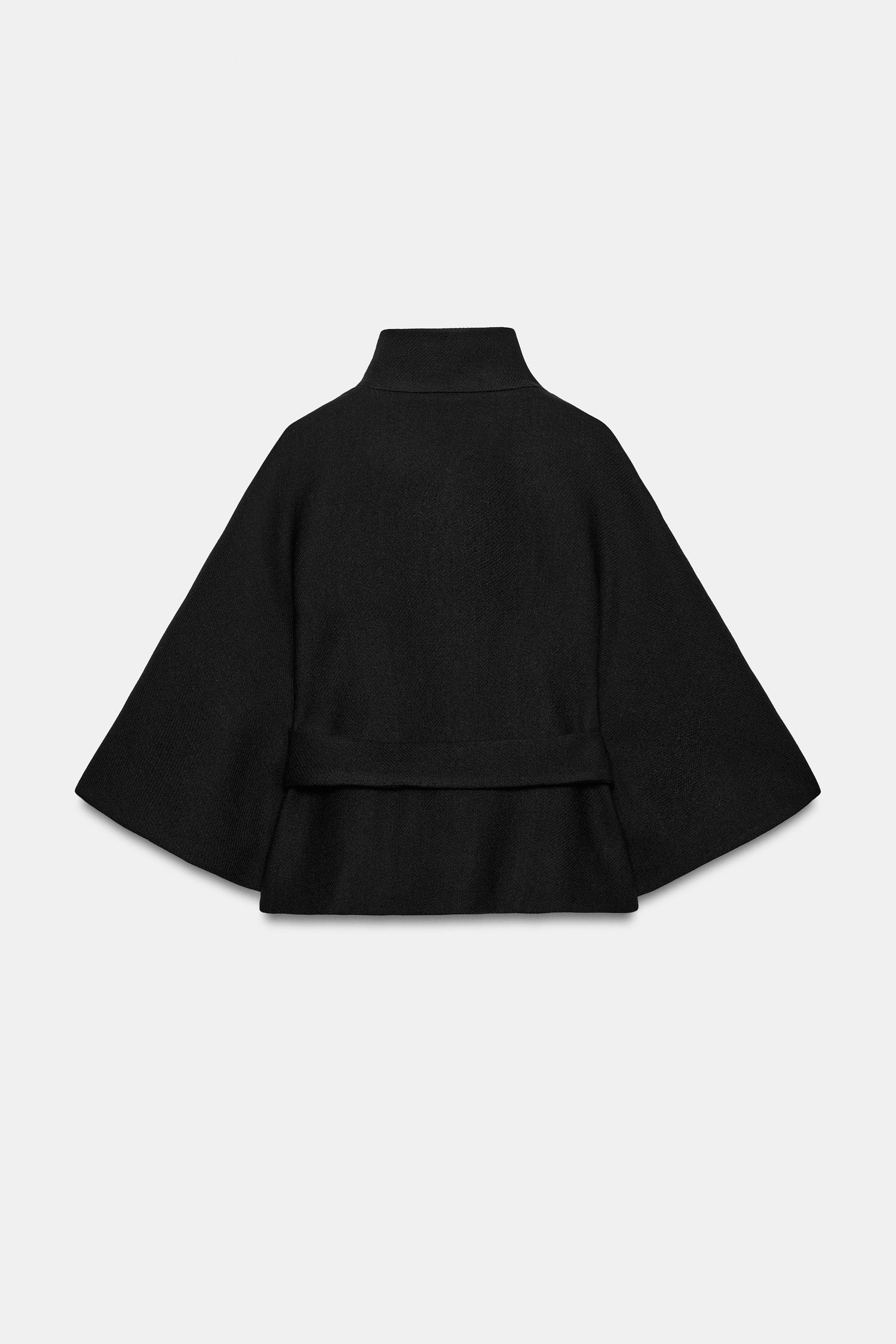 ベルト付きウールケープコート - ブラック | ZARA Japan / 日本