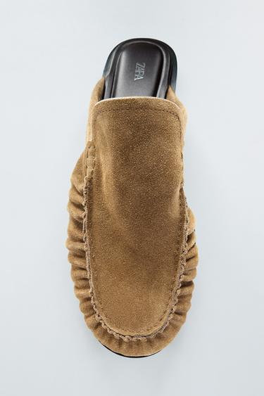 SPLIT SUEDE MULE LOAFERS - Brown by Zara