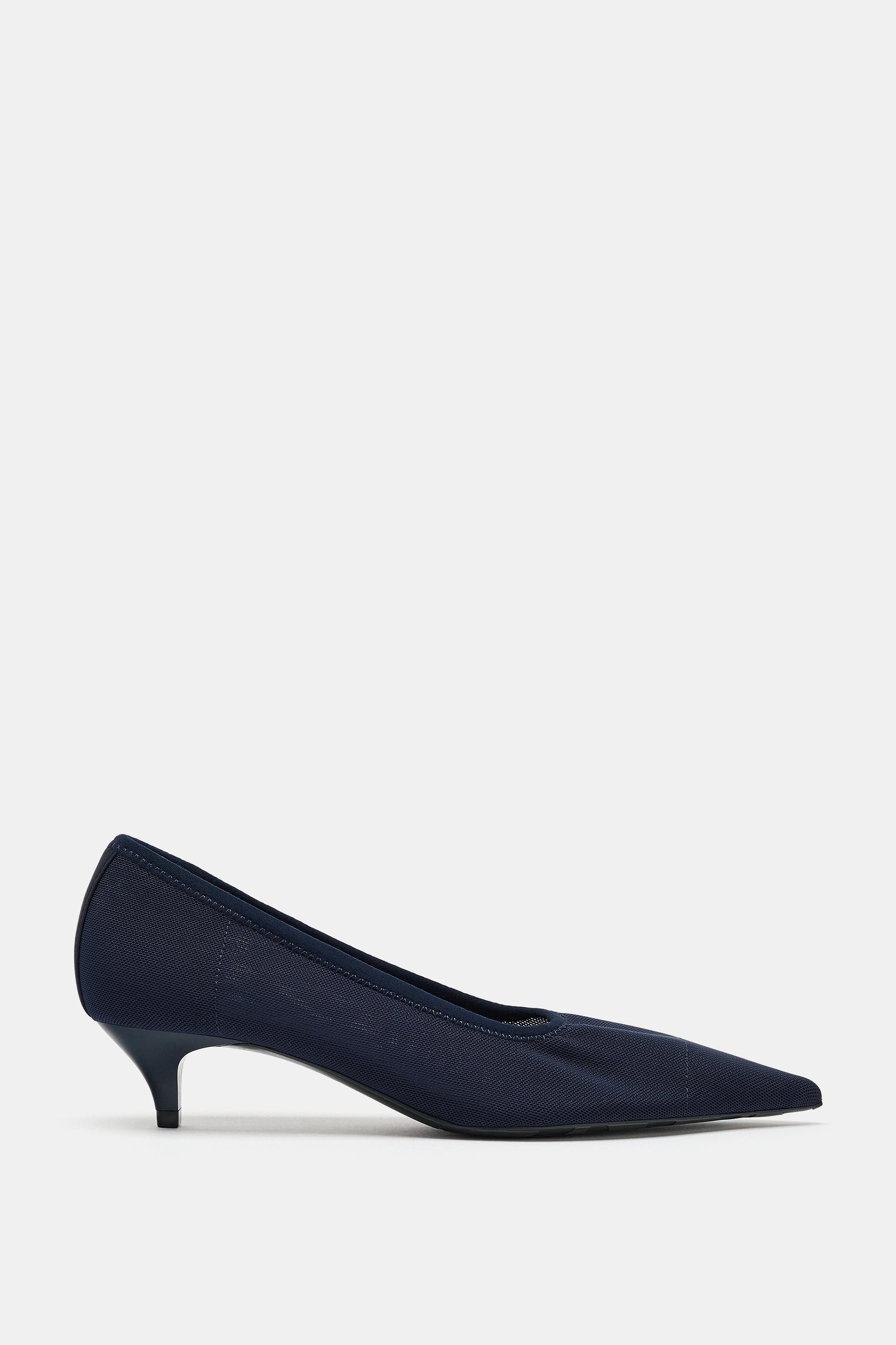 MESH KITTEN HEEL SHOES