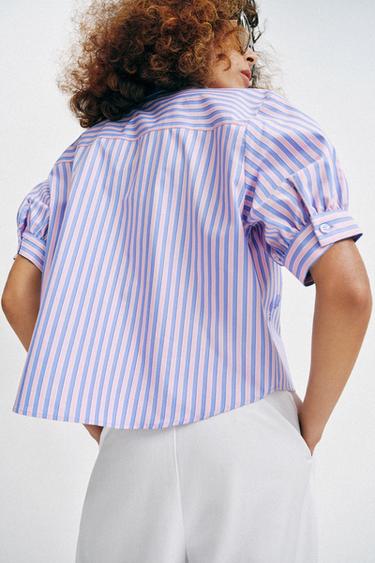 CHEMISE À RAYURES PAILLETTES - Rose / Lilas de Zara - Image 5