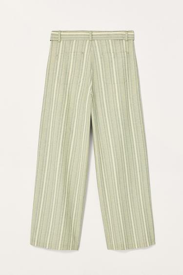 PANTALON COUPE AMPLE RAYURES LIMITED EDITION - Blanc / Vert de Zara - Image 4