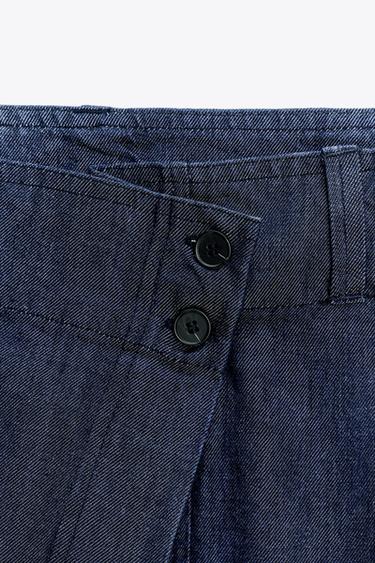 PANTALON CROISÉ EN DENIM ZW COLLECTION - Bleu de Zara - Image 7