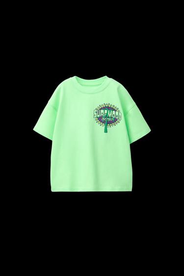 PALM TREE PRINT T-SHIRT - Fluorescent lime by Zara - Image 0