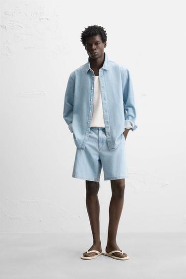 REGULAR FIT DENIM SHIRT - Sky blue by Zara - Image 0