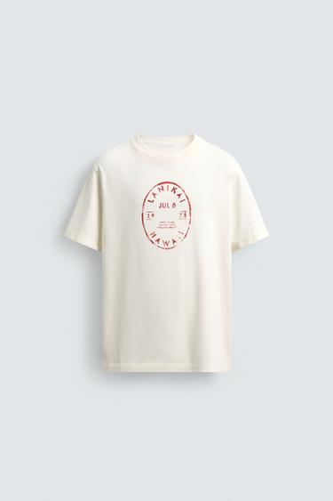 ФУТБОЛКА С ГРАФИЧЕСКИМ ПРИНТОМ «ГАВАЙИ» — ЭКРЮ от Zara