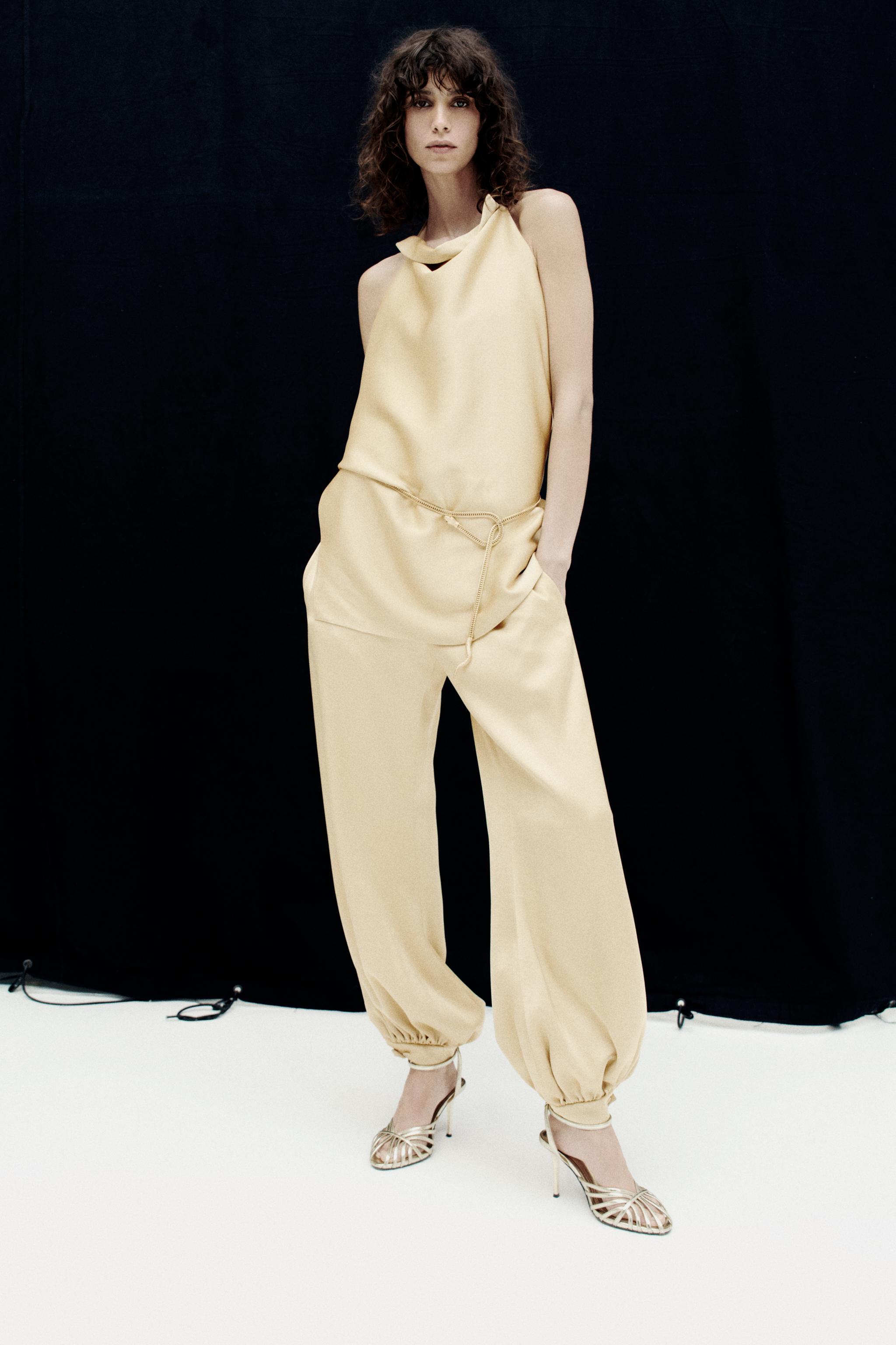 ZW COLLECTION サテンバルーンパンツ - ゴールド | ZARA Japan