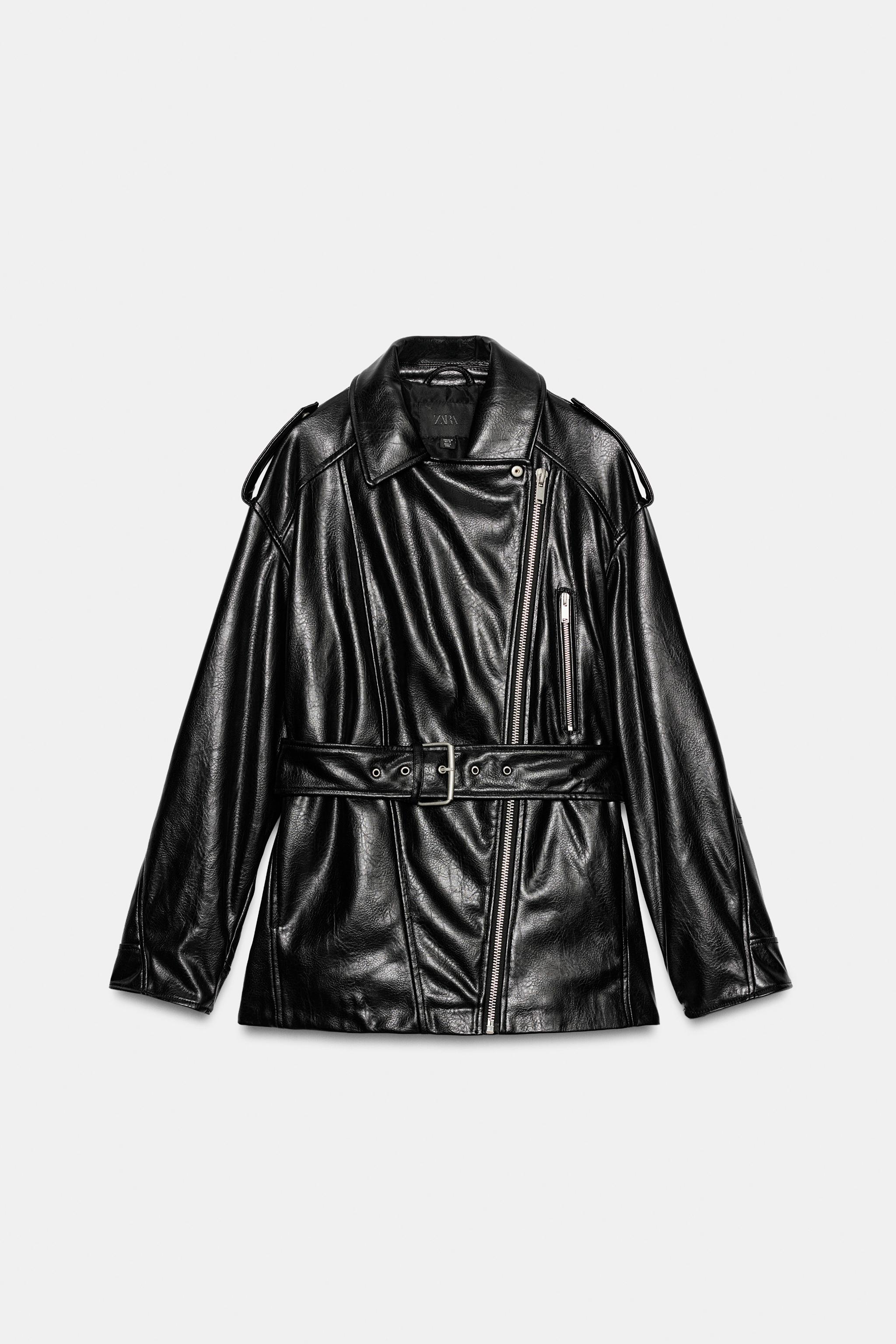LONG FAUX LEATHER BIKER JACKET - Black | ZARA South Africa