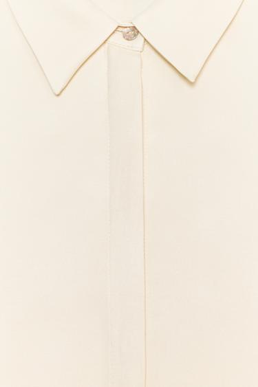 CHEMISE SATINÉE AVEC DENTELLE - Écru de Zara - Image 7