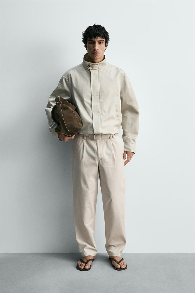ZARA STRAIGHT-LEG PLEATED TROUSERS