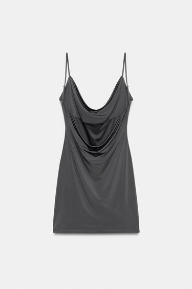 ROBE COURTE BIMATIÈRE EN MAILLE - Plomb foncé de Zara - Image 5