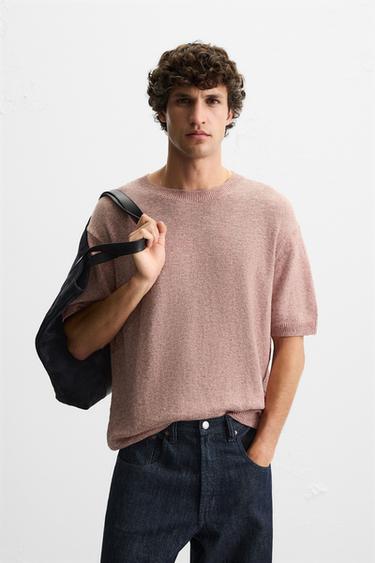 TEXTURED KNIT T-SHIRT - Pink by Zara