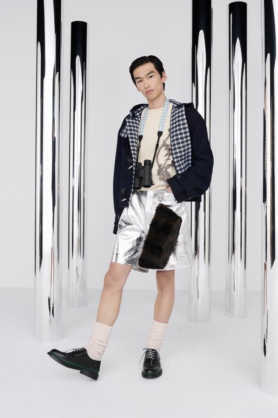 Zara 100% WOOL CROPPED FIT COAT - Navy blue - Image 0