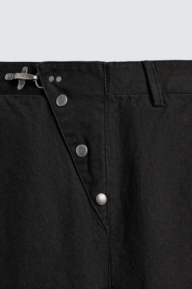 PANTALON COUPE LARGE FERMETURE BRANDENBOURG - Noir de Zara - Image 8