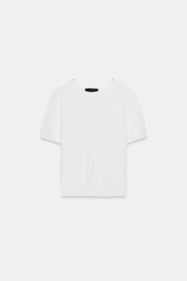 JERSEY BÁSICO PUNTO MANGA CORTA - Blanco de Zara