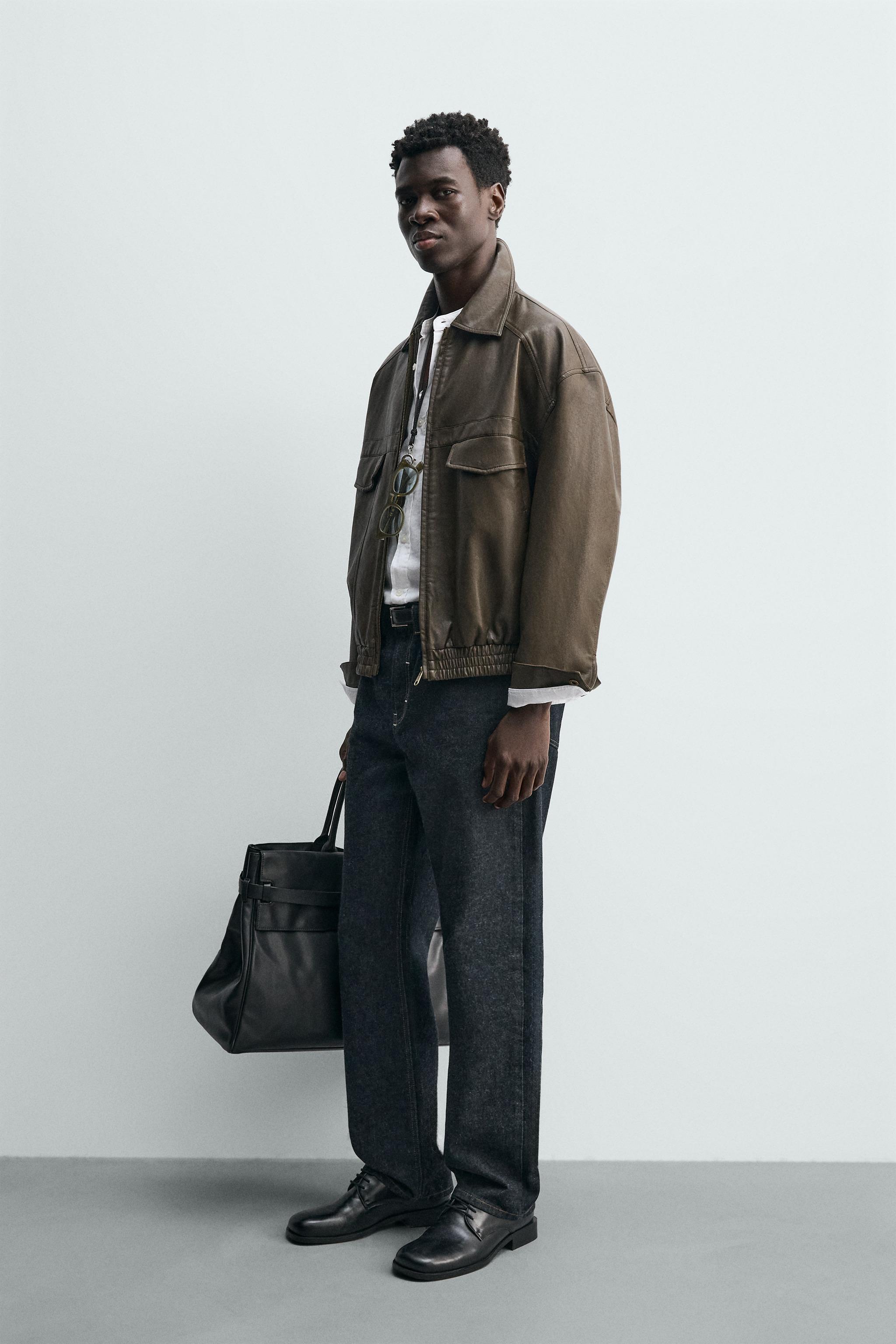 BLOUSON BOMBER EFFET MATIÈRE SYNTHÉTIQUE