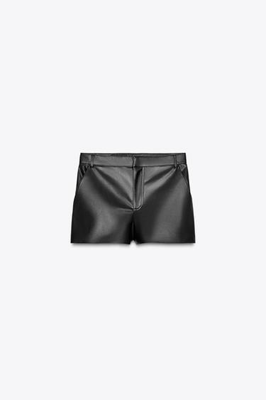 SHORTS DE POLIURETANO - Preto da Zara
