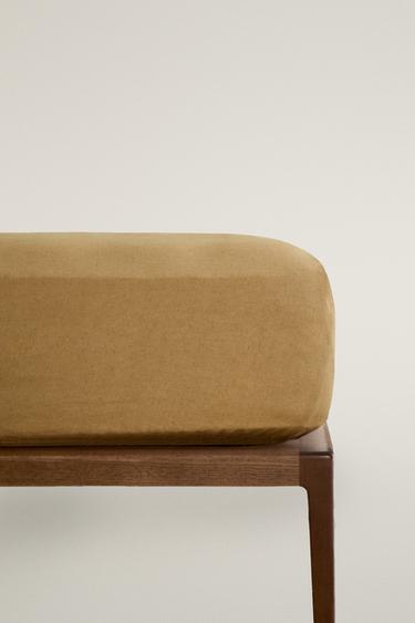 FADED LINEN FITTED SHEET (140 G/M²) — Caramel 1