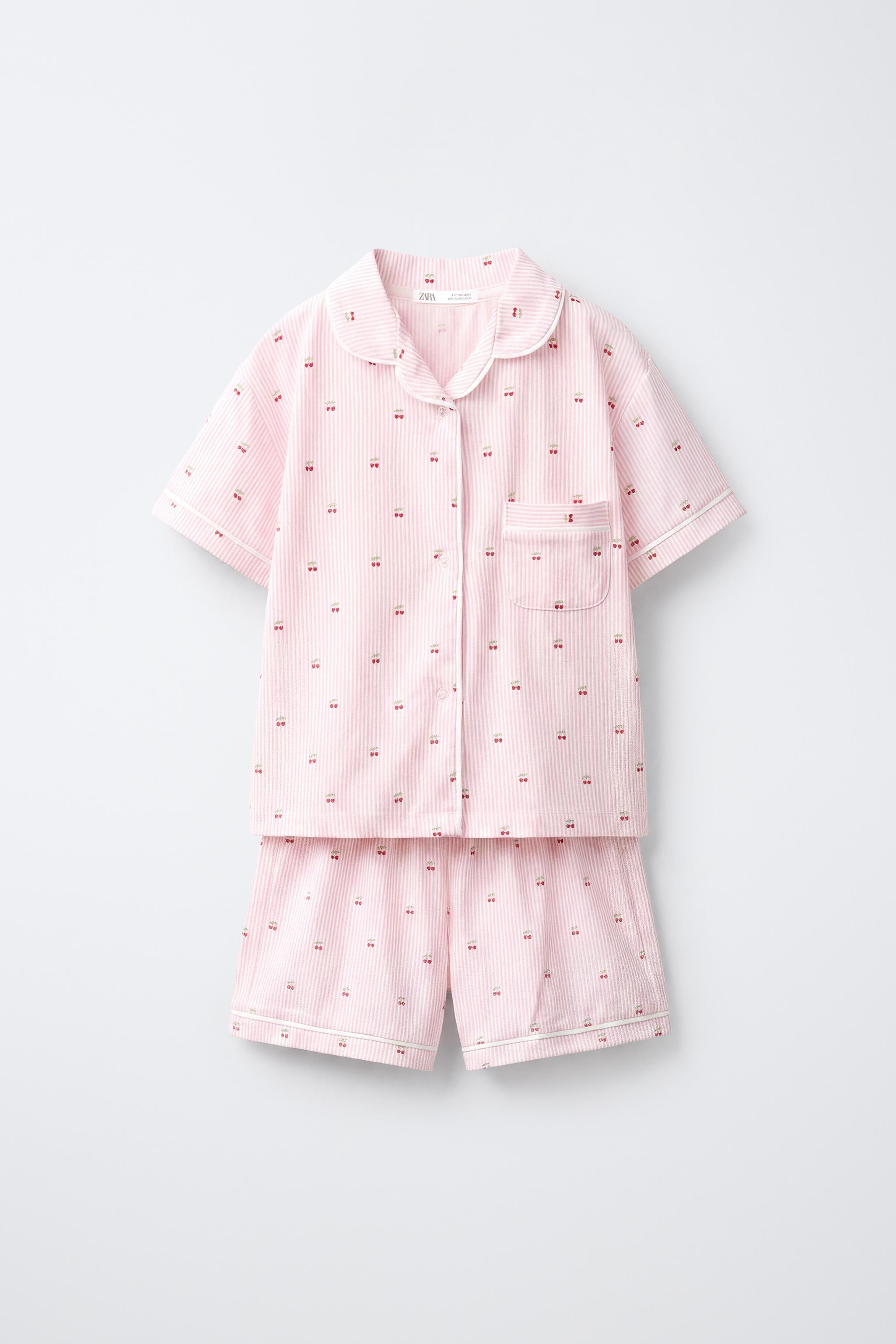 6-14歳/ストライプ＆チェリー柄パジャマ - ホワイト/レッド | ZARA