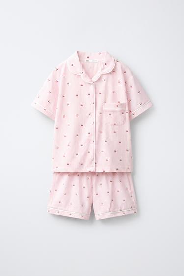 6-14 AÑOS/ PIJAMA CAMISERO RAYAS Y CEREZAS - Blanco / Rojo de Zara