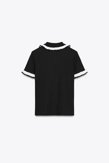 T-SHIRT POLO BIJOUX - Noir de Zara - Image 5