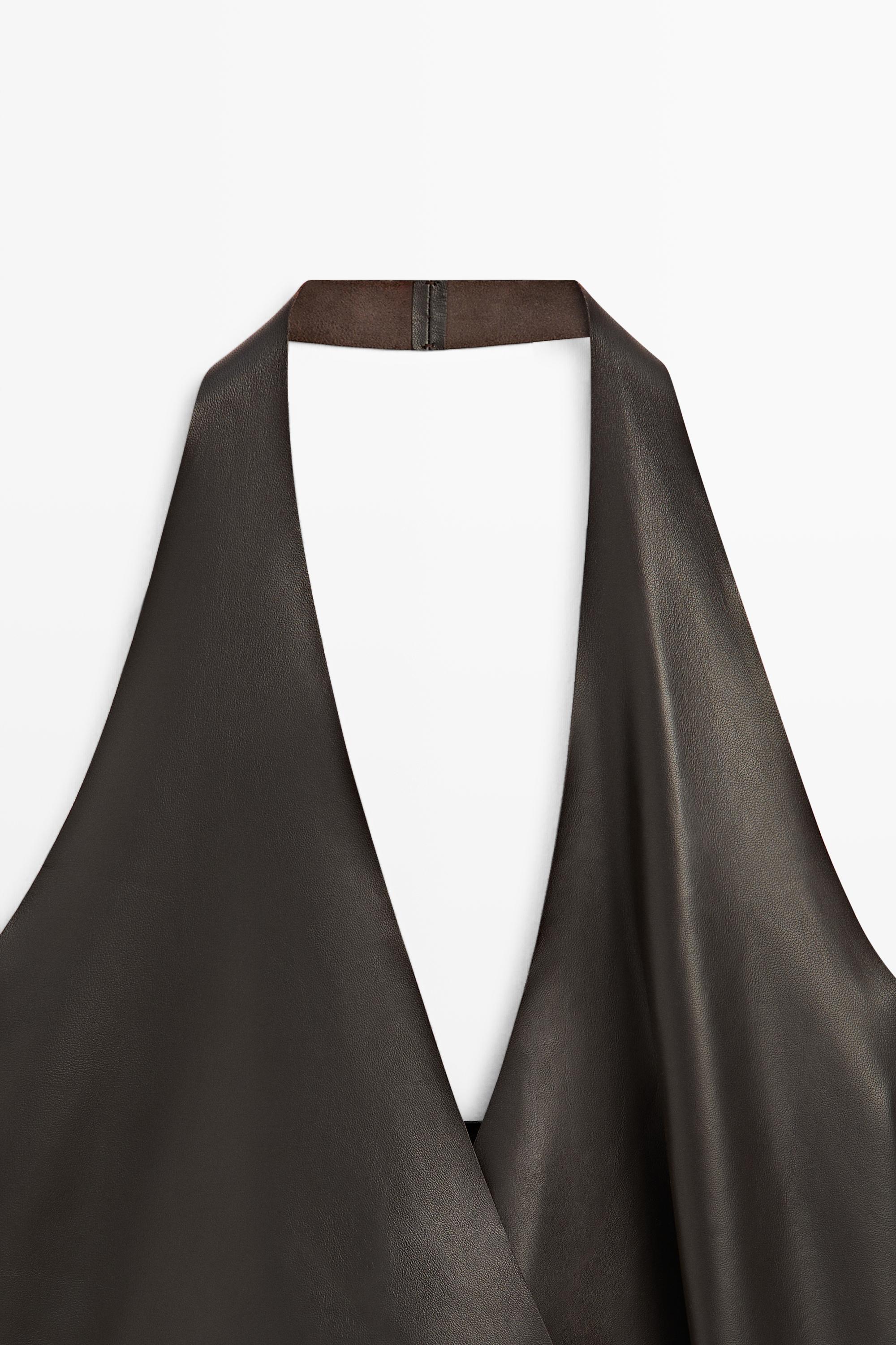 Nappa leather wrap top