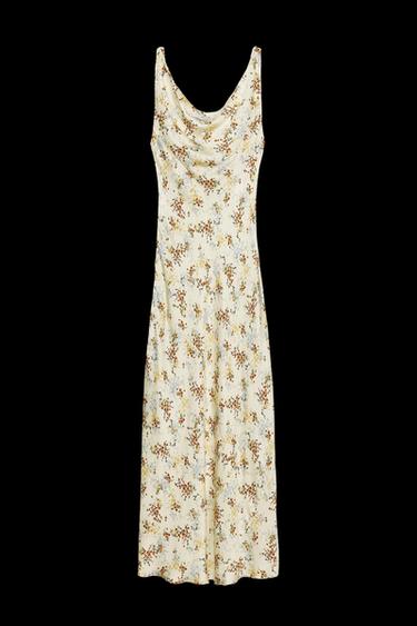 SATINKLEID MIT PRINT ZW COLLECTION - Gelb von Zara