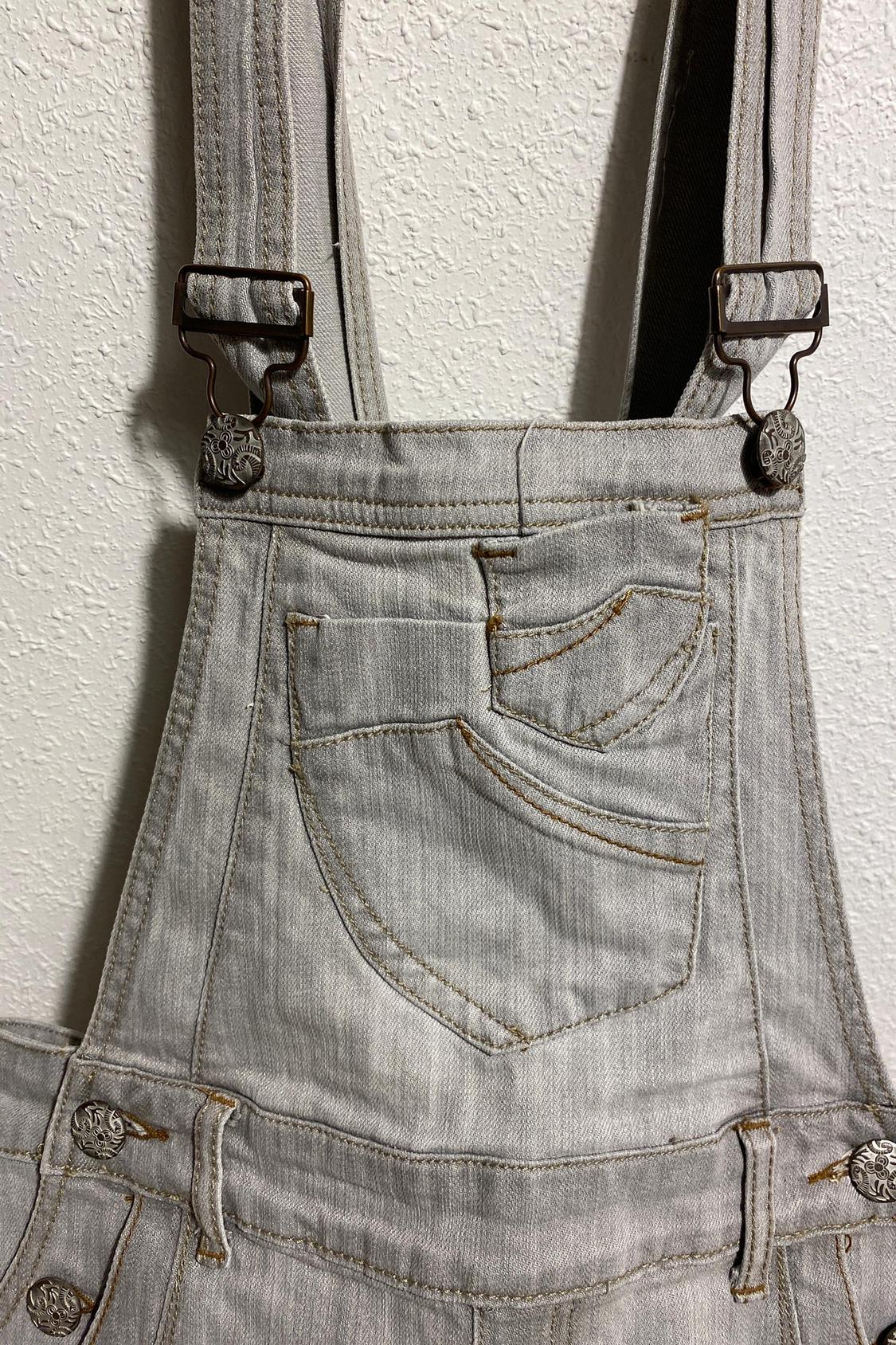 PETO/PICHI DENIM GRIS CON DETALLES Y BORDADOS ZARA KIDS - Image 3