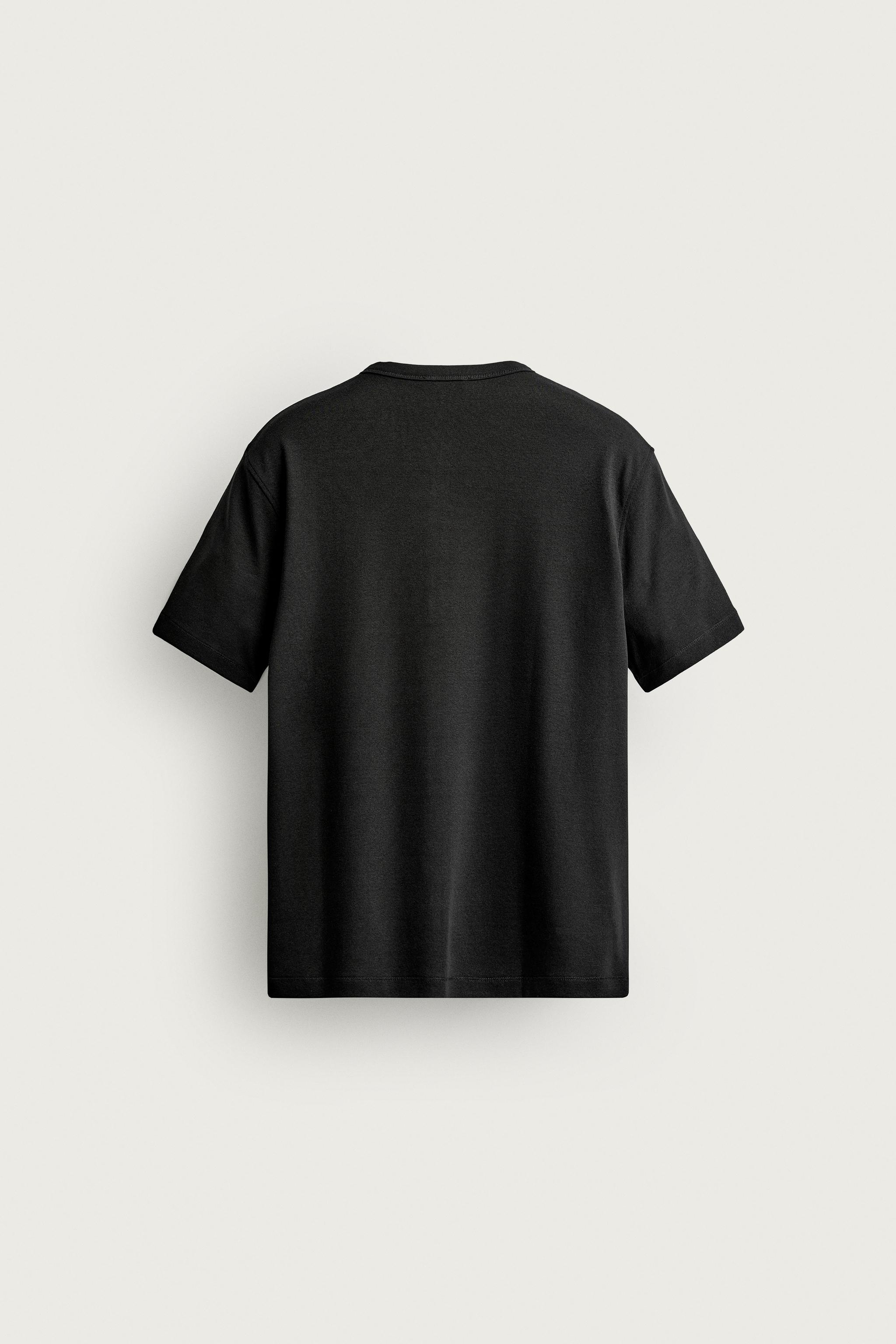 Мужские футболки Zara REGULAR FIT HENLEY T-SHIRT — фото 6