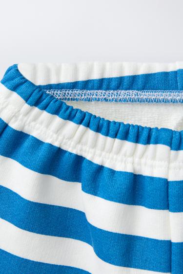 STRIPED BERMUDA SHORTS WITH CRAB EMBROIDERY - Blue by Zara - Image 3