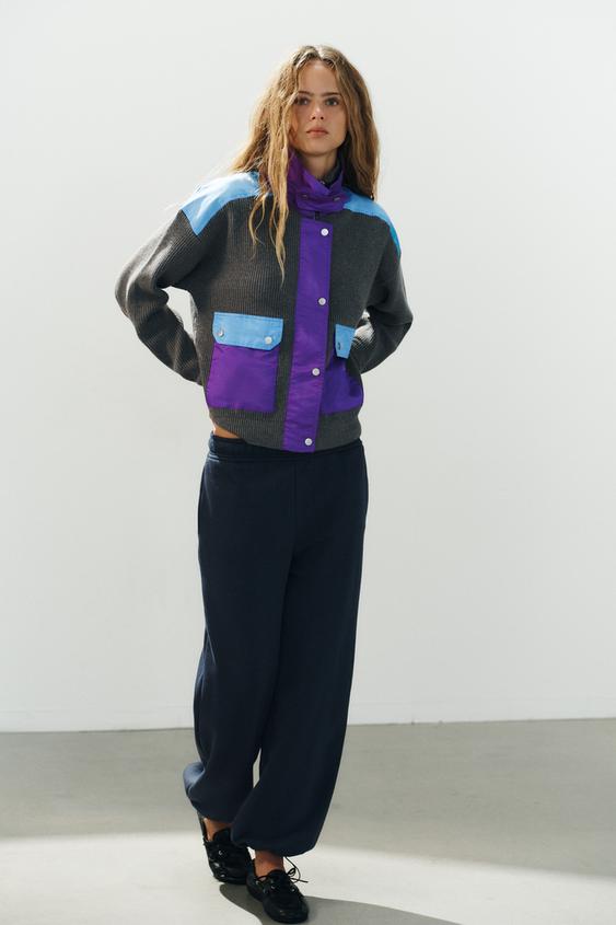 VESTE EN MAILLE BIMATIÈRE - Gris de Zara - Image 0
