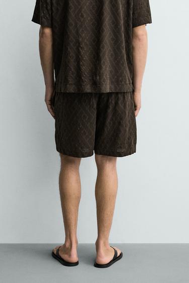 SHORT JACQUARD GÉOMÉTRIQUE - Marron de Zara - Image 2