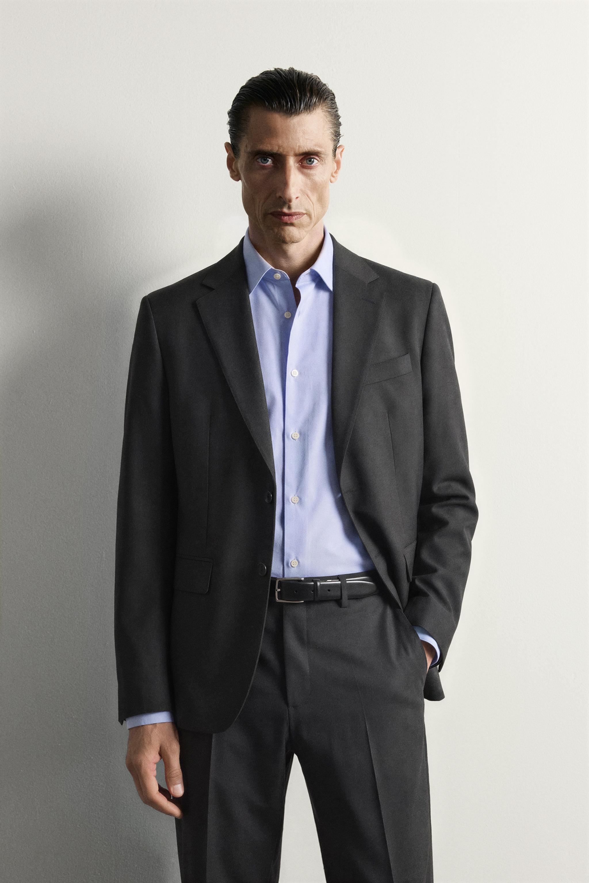 100% WOOL SUIT BLAZER — Anthracite Gray
