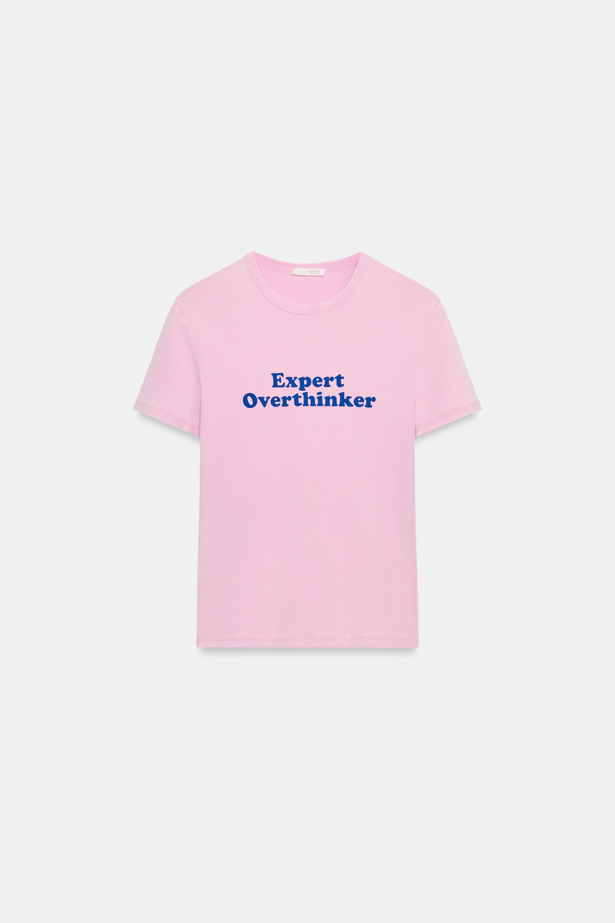 ショートスリーブテキストTシャツ - ピンク | ZARA Japan / 日本