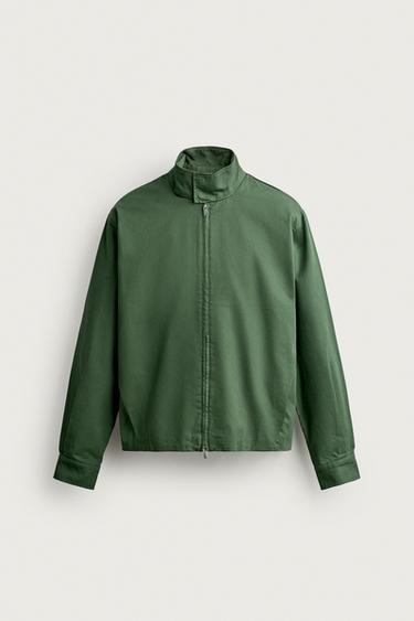 REGULAR FIT COTTON JACKET - Green by Zara