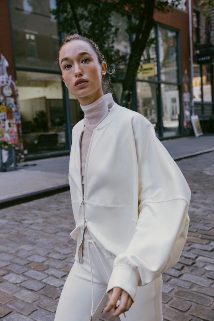 INTERLOCK BOMBER JACKET Ecru ZARA United States