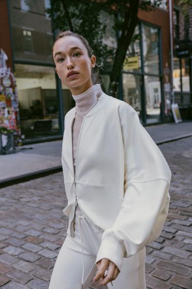 INTERLOCK BOMBER JACKET - Ecru by Zara