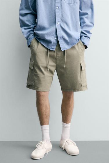ВАРЕНІ ШОРТИ-КАРГО RELAXED FIT - Хакі Zara