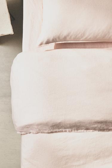 HOUSSE DE COUETTE LIN LAVÉ (140 GXM²) - Rose pâle de Zara