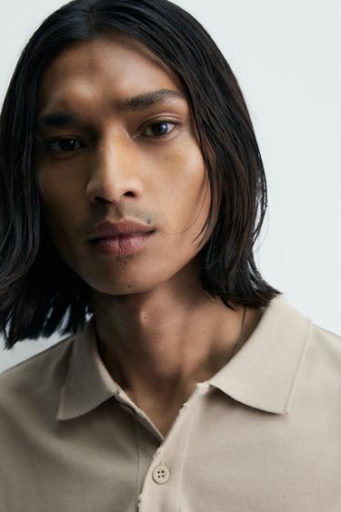 POLO RELAXED FIT DÉLAVÉ - Écru de Zara - Image 4