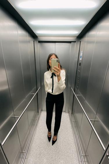 CAMISA SATINADA LAZO - Crudo de Zara - Imagen 0