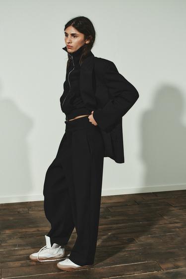 PANTALON BALLOON À PLIS - Noir de Zara - Image 2