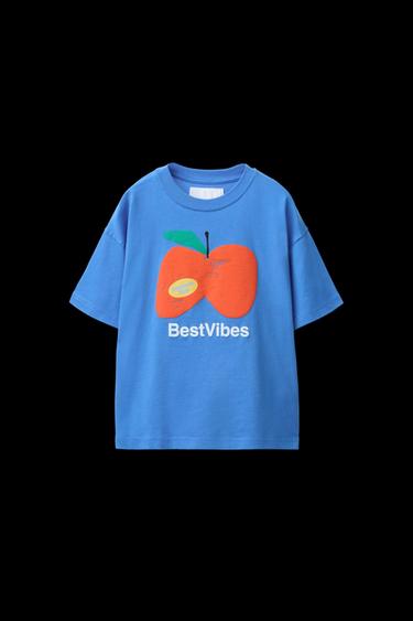 CAMISETA RELIEVE MANZANA - Azul de Zara - Imagen 0