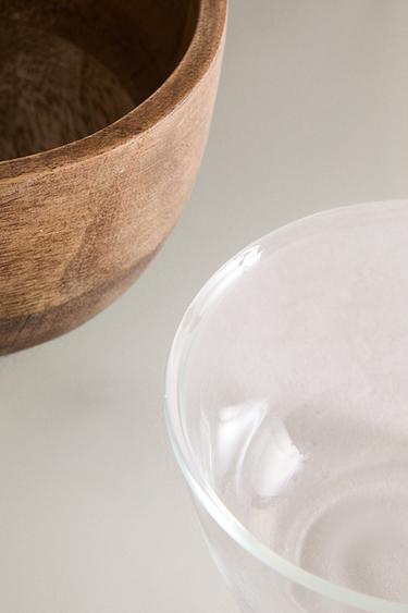 GLASS AND MANGO WOOD BOWL - Light beige by Zara - Image 3
