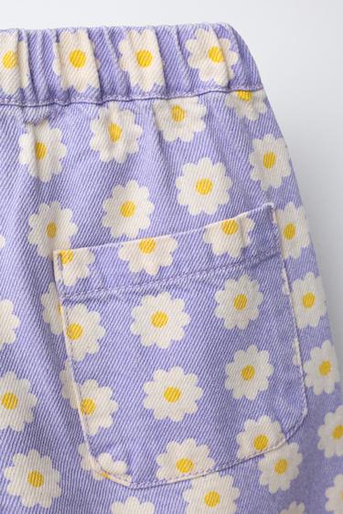 PANTALON EN SERGÉ BALLON À FLEURS - Lilas de Zara - Image 3