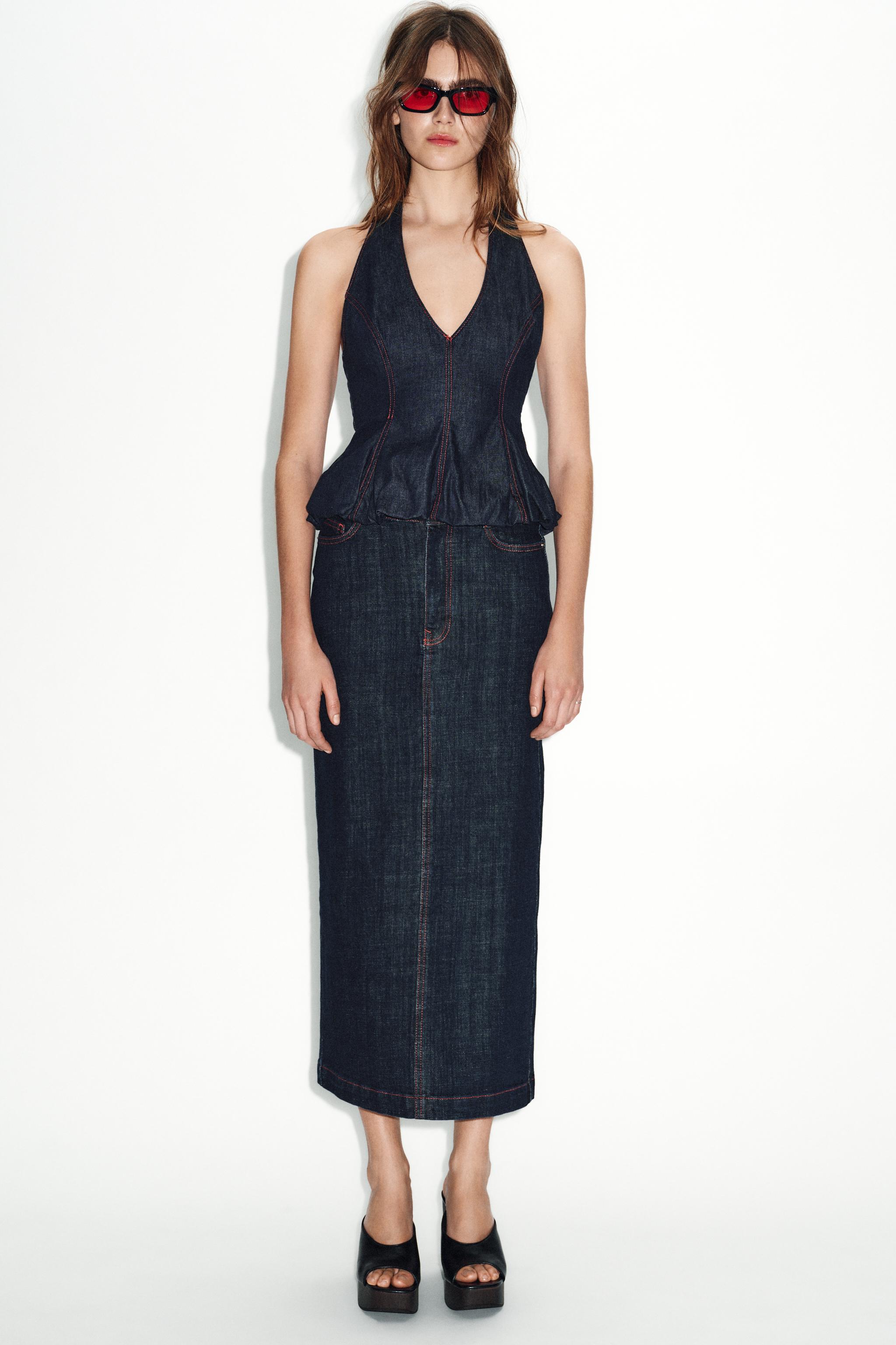 Z1975 MIDI DENIM SKIRT - Blue | ZARA South Africa